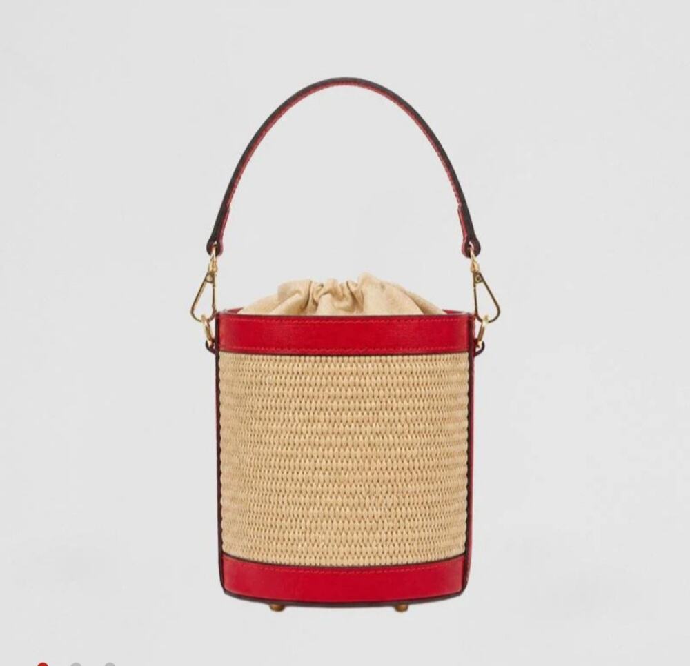 Anna Paola made in Italy raffia & Leather Bucket Bag